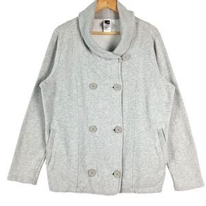 The North Face Jacket XL Double Breasted Fleece Cardigan Shawl Collar Coat‎ Gray